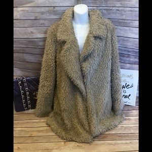 Tularosa tan furry Sz L teddy coat jacket
